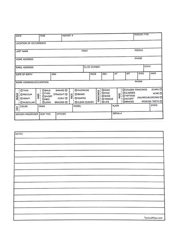 Shop FI Cards – Law Enforcement Field Interview Cards