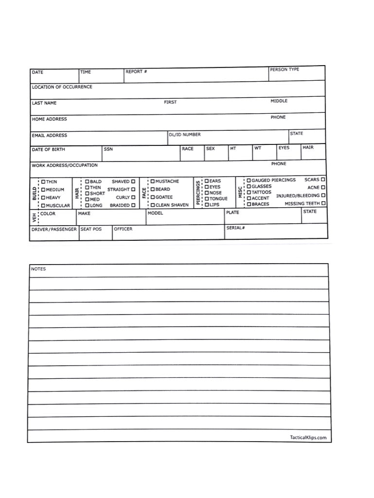Shop Prefilled Field Interview Cards for First Responders ...