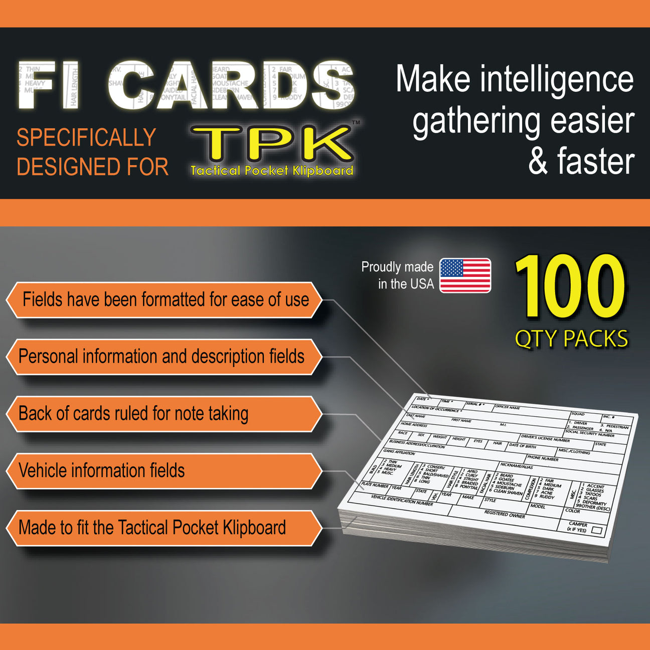 Filed Interview Card Shop Prefilled Field Interview Cards for First Responders ...