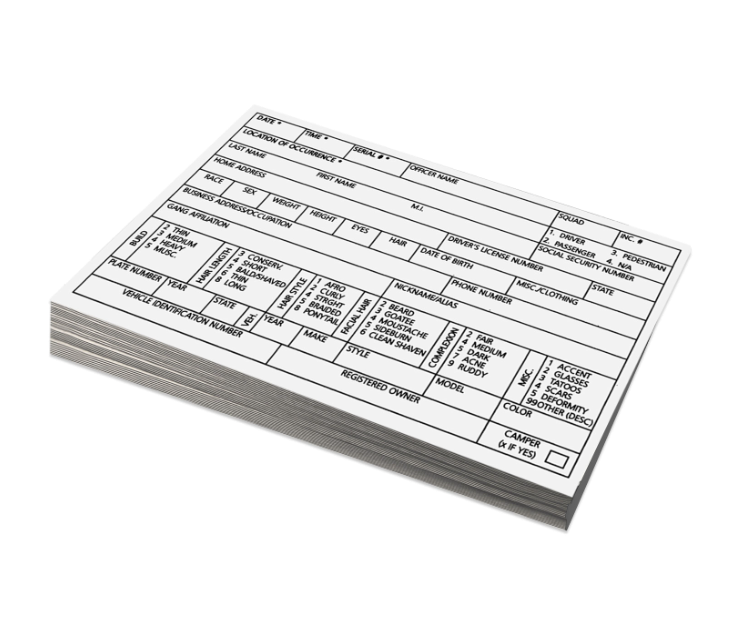 Shop Prefilled Field Interview Cards for First Responders ...